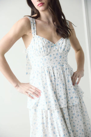 Femme Floral Tiered Midi Dress