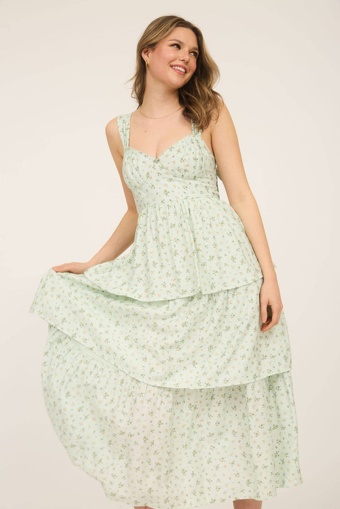Femme Floral Tiered Midi Dress