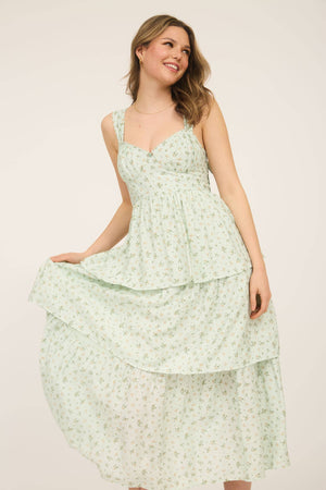 Femme Floral Tiered Midi Dress