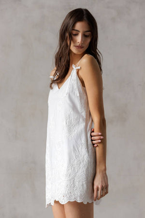 European Vacation White Embroidered Mini Dress
