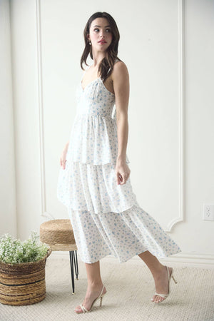Femme Floral Tiered Midi Dress
