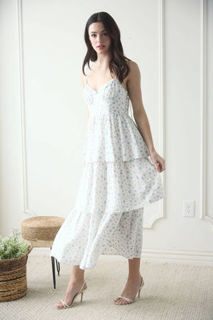 Femme Floral Tiered Midi Dress