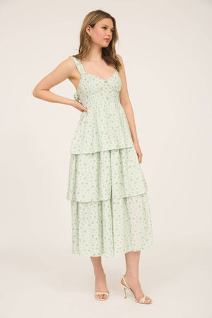 Femme Floral Tiered Midi Dress