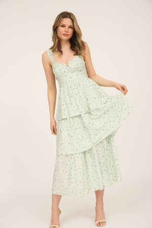 Femme Floral Tiered Midi Dress