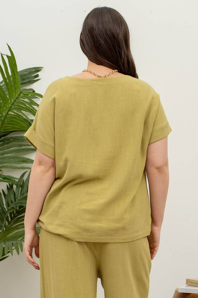 Plus Naturally Chic Boxy Linen Top