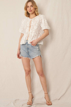 Delicate Flower Tie Front Top