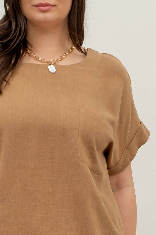 Plus Naturally Chic Boxy Linen Top