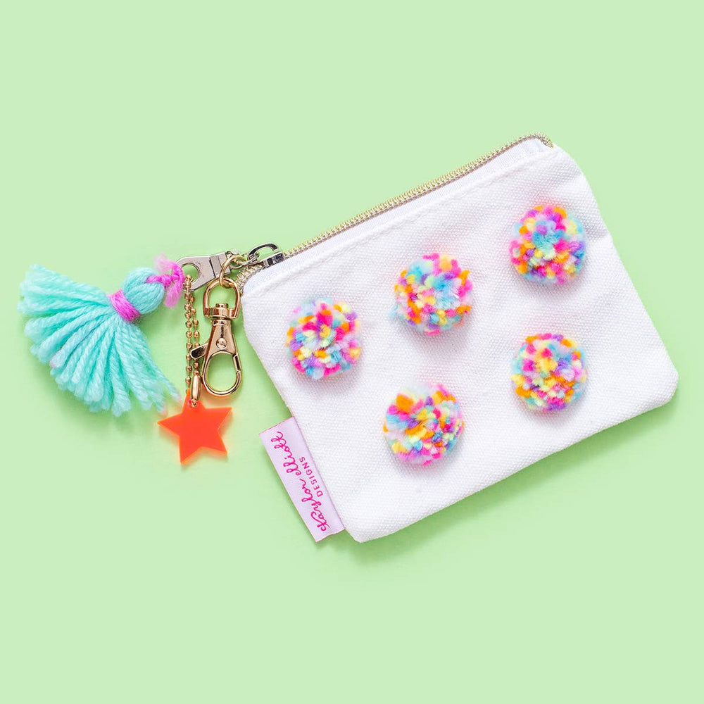 Mini Multi Pom Cardholder Keychain Pouch